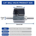 1 4    Hose Barb Ball Valve  304 Stainless Shut-off For Fuel Water Gas   2pcs 