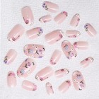 Colorful Flowers Press On Nails Short Almond Shaped Fake Nails Designs Style 8