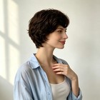 Women Fluffy Short Wavy Wigs Natural Curls Side Swept Bangs Synthetic Full Wig