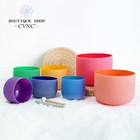 Cvnc 432hz 6-12  7pcs Colored Crystal Singing Bowl Set Chakra Sound Heal Reiki