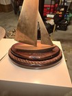 Vintage Nautical Mid Century Brass Sailboat Lamp Table Light 