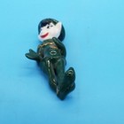 5 1 2 Inches Ceramic Green Pixie Elf Laying Down With Top Hat Vintage 40s 50s