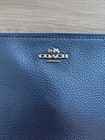 Coach Metallic Blue Pebbled Leather Double Corner Zip Clutch Wallet Wristlet 