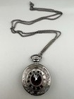 Vintage Pocket Watch Necklace Steampunk Gunmetal 31   