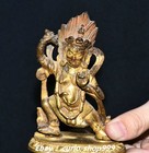 3 5  Old Tibet Bronze 24k Gold Buddhism Mahakala Wrathful Deity Buddha Statue