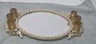Vintage Filigree Vanity Lipstick Holder Mirror Carriage   Brass Holders 10 x5 5 