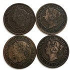 1859 Canada Large Cent 4-coin Date-position Study Lot Queen Victoria     U50