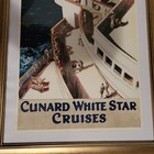 Original 1936 Cunard White Star Cruise Lines Art Deco Advertising Poster Titanic