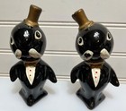 Vintage Anthropomorphic Walrus In Tuxedo Bow Tie Salt   Pepper Shakers