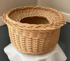 Large 13  Diameter Hand Crafted Woven Wicker Yarn Or Storage Organizer Basket