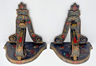2 Vintage Chinoiserie Wooden Corbel Wall Shelves 7x7x4    Floral Hand Painted