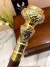 Brass Designer Handle Antique Style Cane Wooden Walking Stick With Compass Gift 