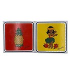 Vintage Hawaiian Hawaii Souvenir Coasters Tiki Decor Hula Girl Pineapple Kawaii