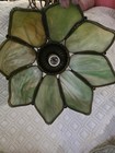 Vintage Green Tulip Slag Glass Hanging Lamp