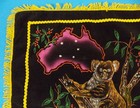 Vintage Australian Souvenir Pillow Painted Black Velvet Koala Bear Great Shape 