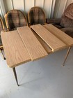 4-piece Rectangular Dining Set  Extendable Table   3 Plaid Upholstered Chairs