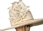 Suzanne Couture Millinery Hat Ny   Elegant Ivory Fascinator With Floral Detail    