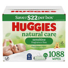 Huggies Natural Care Sensitive Baby Wipes Unscented 1088 Count 17 Flip Packs