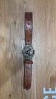 Men s Brown Western Belt Floral Tooled Pattern Silver-tone Buckle 1 5  Wide