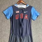 Nike Pro Elite Team Usa Race Suit Mens L Blue Running Track Made Usa Bodysuit