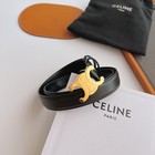 Celine Triomphe Medium Leather Women s Belt In Black With Gold Logo  Size 85