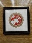 Set Of 2 Framed Fabric Textile Wall Art W  Lace Doily Circle Birds   Flowers