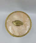 Vintage Art Deco Powder Jar Vanity Glass Monogram Plate On Lid
