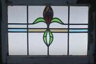 Pretty Floral Midsize Old English Leaded Stained Glass Window 26 1 2  X 18 1 4 