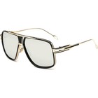 Designer Sunglasses Gold Black Frame Mirror Lens Retro Vintage Square Men Trendy