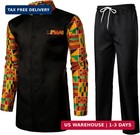 Lucmatton Men s 2 Piece Outfits Long Sleeve Button Down African Dashiki Shirts A