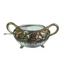 Vtg Hand Painted Nippon Sugar Bowl   Creamer Set Gold Floral Footed Art Nouveau