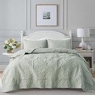 Damask Quilt Size Bedding Sets With 2 Pillow Shams  Boho Queen Sage Green