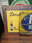 Cut Down 1937 Hires Root Beer Sign Embossed Tin Sign Mounted On Display 30 X 13