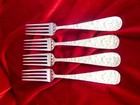 Set Of 4 Stieff Rose Sterling Silver 6 7 8   Luncheon dinner Forks 218 Grams