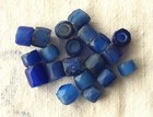 20 Larger Antique Faceted Russian Blue Czech Glass African Trade Beads  7-9mm