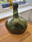 Antique Onion Shaped Green Glass Wine Bottle