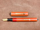 Unknown Maker Orange Fountain Pen With Striped Cone Ends