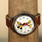Vtg Timex Electric Disney Mickey Mouse Watch Men Silver Tone 35mm New Battery
