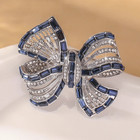 Rhinestone Bow Brooch Pin - Vintage Blue Crystal Lapel Accessory For Women