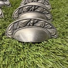 8 Vintage Brushed Pewter Pull Cup Handles Drawer Pulls Bin Handles 3  Paisley