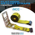 2 Pack 4  X 30  Ratchet Strap W  Flat Hook Flatbed Truck Trailer Farm Tie Down