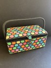 Fabric Retro Printed Sewing Basket Craft Box Household Storage Organizer Tray 