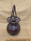 Vintage Japanese Bamboo Ikebana Flower Basket Wave Pattern Lotb