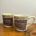 Vintage Johnson Brothers Olde English Countryside Brown Ironstone Mugs Set Of 2