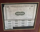 Framed Csa Confederate States Of America  1000 Civil War Loan Bonds  1861