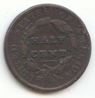 1828 Classic Head Half Cent  Vg Details