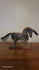 Vtg Primitive Folk Art Carved Wooden Horse With Real Horse Hair