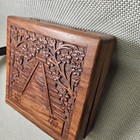 Ruins Of Maya Hand Carved Wood Box And Spoon  Square  7 Compartments  Trinket