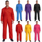 Men s Coverall Solid Color Coveralls With Pockets Collar Overalls Premium Work