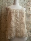 Vtg 90s Embroidered Cotton   Lace Sheer Camisole Soft Pink Size M